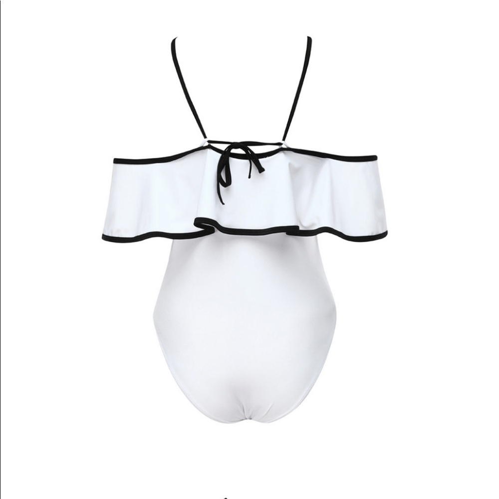 ✨SOLD✨ White Off Shoulder Maternity Bathing Suit - Picture 3 of 5